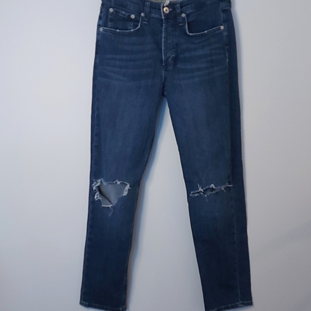 Rag & Bone Rosa Mid Rise Destressed Straight Leg Jeans Size 24 - Picture 2 of 8